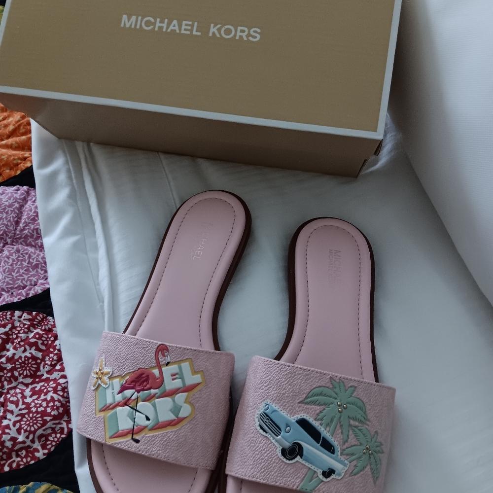 Michael Kors Powder Blush Slide Sandals